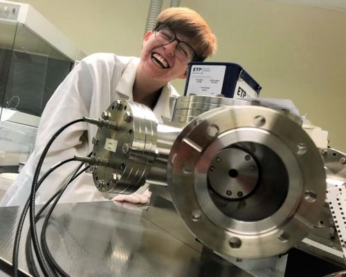 researcher with equipment